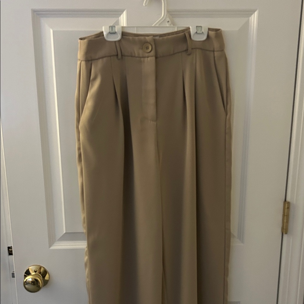 Tan Pleated Trousers- princess polly